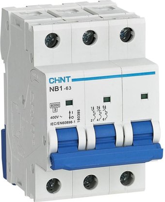 Выключатель автоматический Chint NB1-63 3P 01A 6кА D (DB) (R) 179711