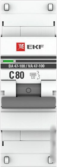 Выключатель автоматический EKF PROxima ВА 47-100 1P 80A (C) 10kA mcb47100-1-80C-pro
