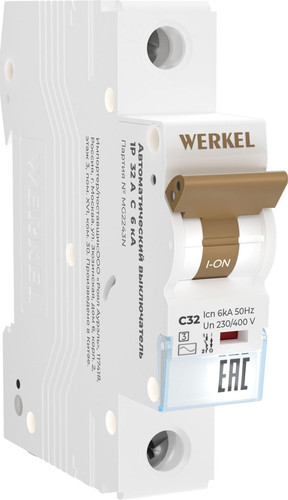 Выключатель автоматический Werkel 1P 32 A C 6 кА W901P326