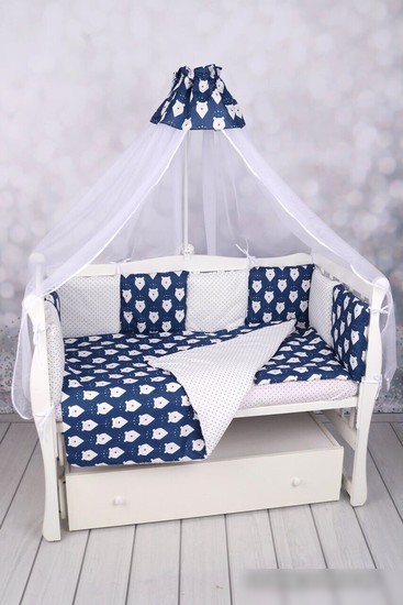 Постельное белье Amarobaby Baby Boom КПБ-3-Белые-медведи (синий)