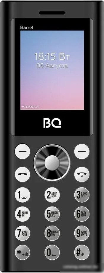 Кнопочный телефон BQ BQ-1858 Barrel (черный/серебристый)