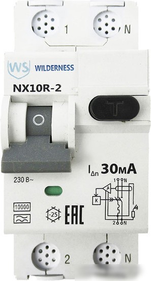 Дифференциальный автомат Wilderness NX10R 1P+N C25 30mA AC 10kA NX10R-2-025C-030AC