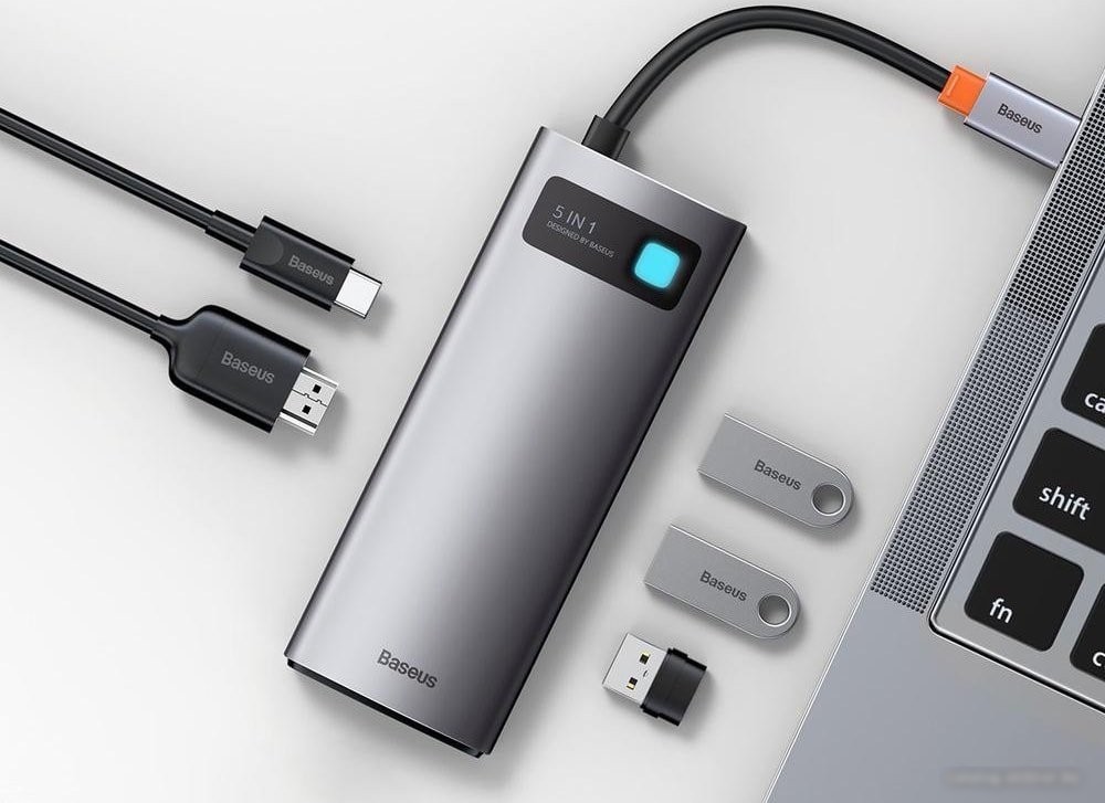 USB-хаб Baseus Metal Gleam Series Multifunctional HUB Type-C Hub Docking Station CAHUB-CX0G