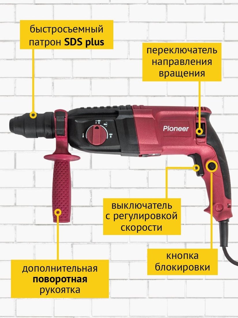 Перфоратор Pioneer Tools RH-M850-01C (кейс)