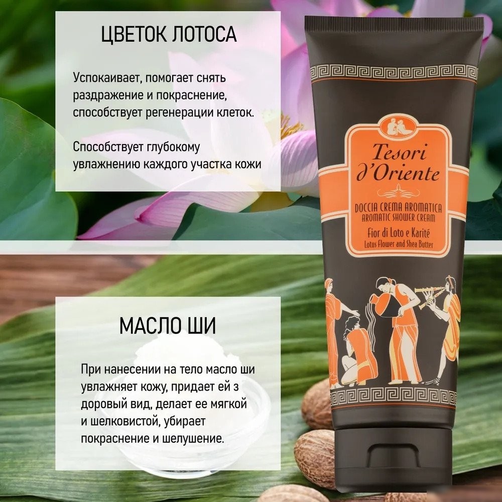 Tesori d'Oriente Крем-гель для душа Цветок лотоса и масло ши 250 мл