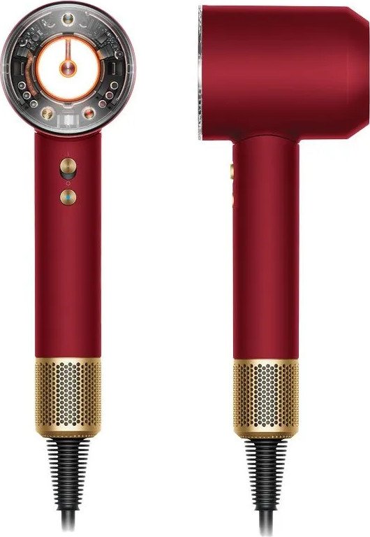 Фен Dyson HD16 Supersonic Nural Straight+Wavy (с переходником на евровилку, красный бархат/золотой)