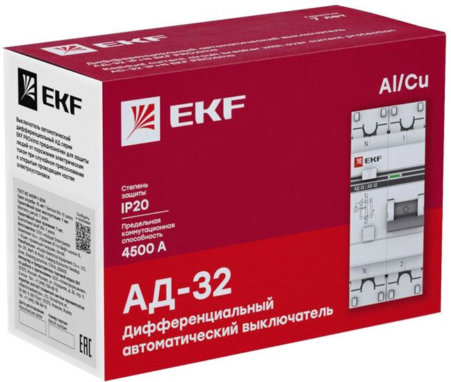 Дифференциальный автомат EKF АД-32-25А-30мА PROxima DA32-25-30-pro