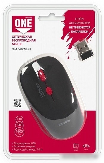 Мышь SmartBuy One 344CAG (черный/красный) [SBM-344CAG-KR]