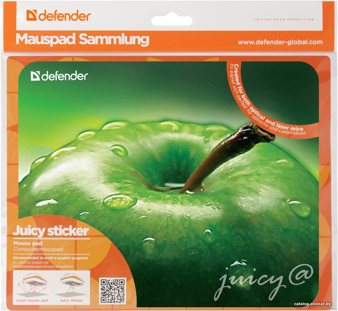 Коврик для мыши Defender Juicy Sticker (зеленое яблоко)