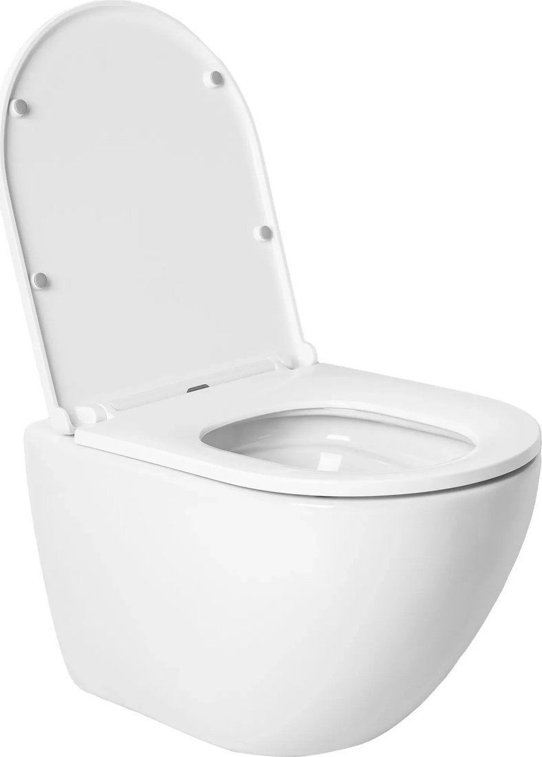 Унитаз подвесной Saniteco KW-9003W Single (безободковый) + Ани Пласт WCP4133