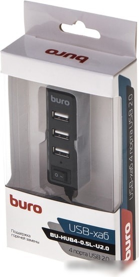 USB-хаб Buro BU-HUB4-0.5L-U2.0