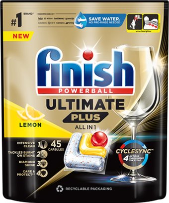 Капсулы для посудомоечной машины Finish Powerball Ultimate Plus All in 1 Лимон (45 шт)