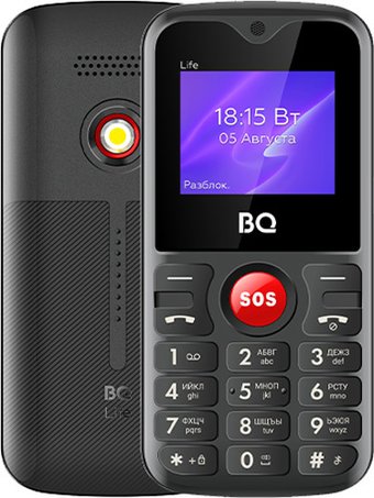 Кнопочный телефон BQ BQ-1853 Life (черный/красный)