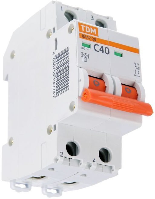 Выключатель автоматический TDM Electric ВА 47-29 2P 6А (C) 4.5кА SQ0206-0089
